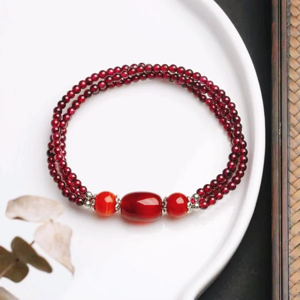 an amage of Red Agate Garnet bracelet