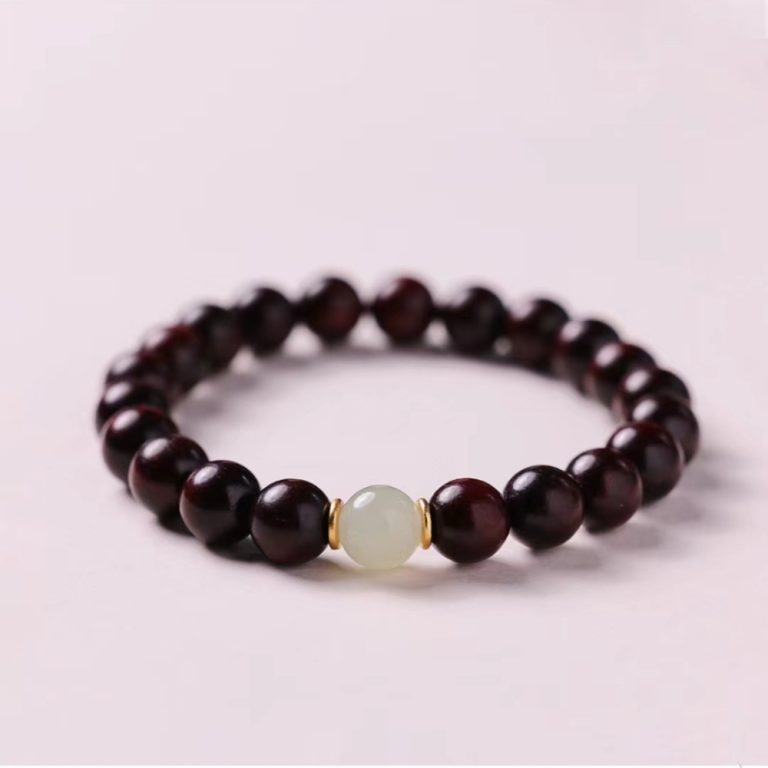 an image of small leaf rosewood and field jade bracelet