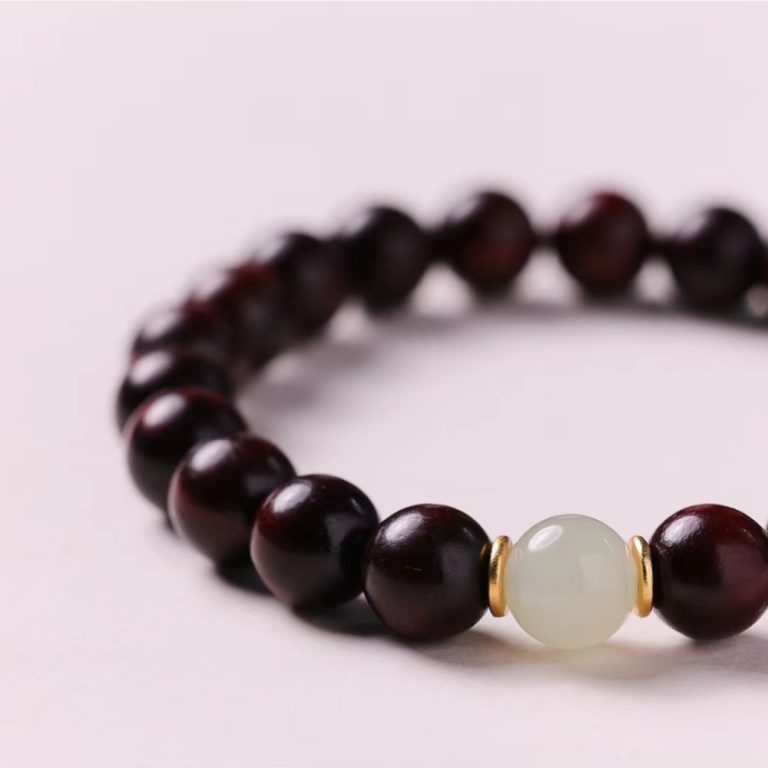 an image of small leaf rosewood and field jade bracelet