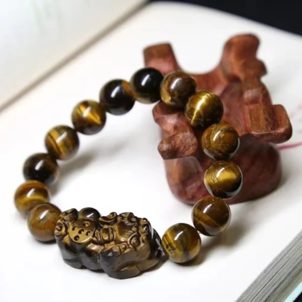 an amage of Tiger Eye stone Pixiu Jade Bracelet