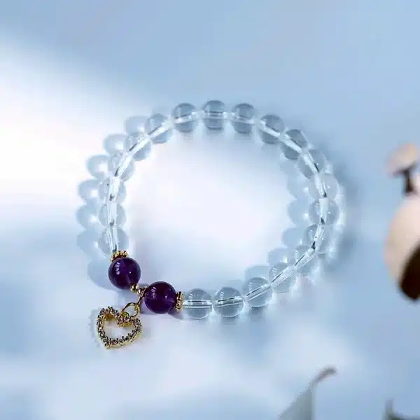 an amage of White Crystal Bracelet&Amethyst