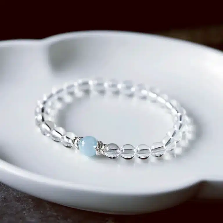 an amage of White Crystal Bracelet Aquamarine Good Luck