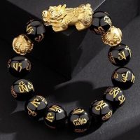 Feng Shui Bracelet - Pixiu Black Obsidian Bracelet for Wealth002